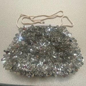 Silver Sequin Evening Bag